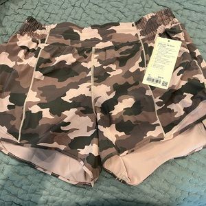 Purple camo Lululemon Hotty Hot shorts. Size 14